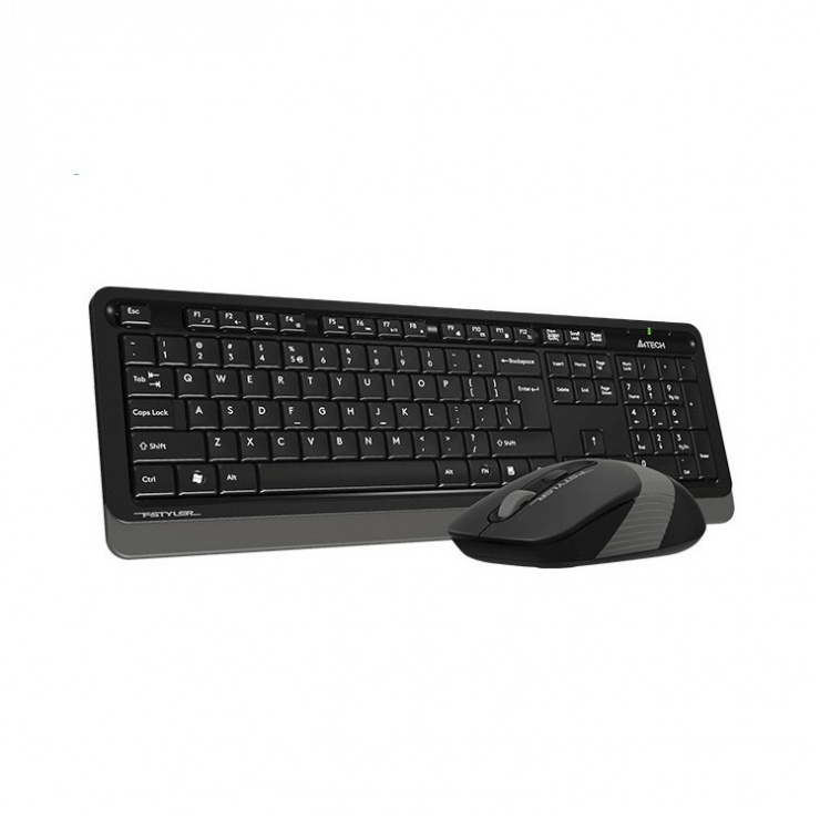 Imagine KIT tastatura + mouse wireless A4Tech Fstyler Negru/Gri, FG1010 Grey (include timbru verde 0.75 lei)
